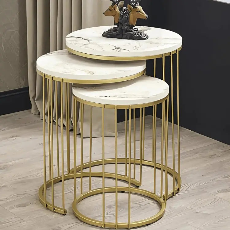 ترابيزة جانبية متداخلة معدن بسطح رخام - STA74 - Homix