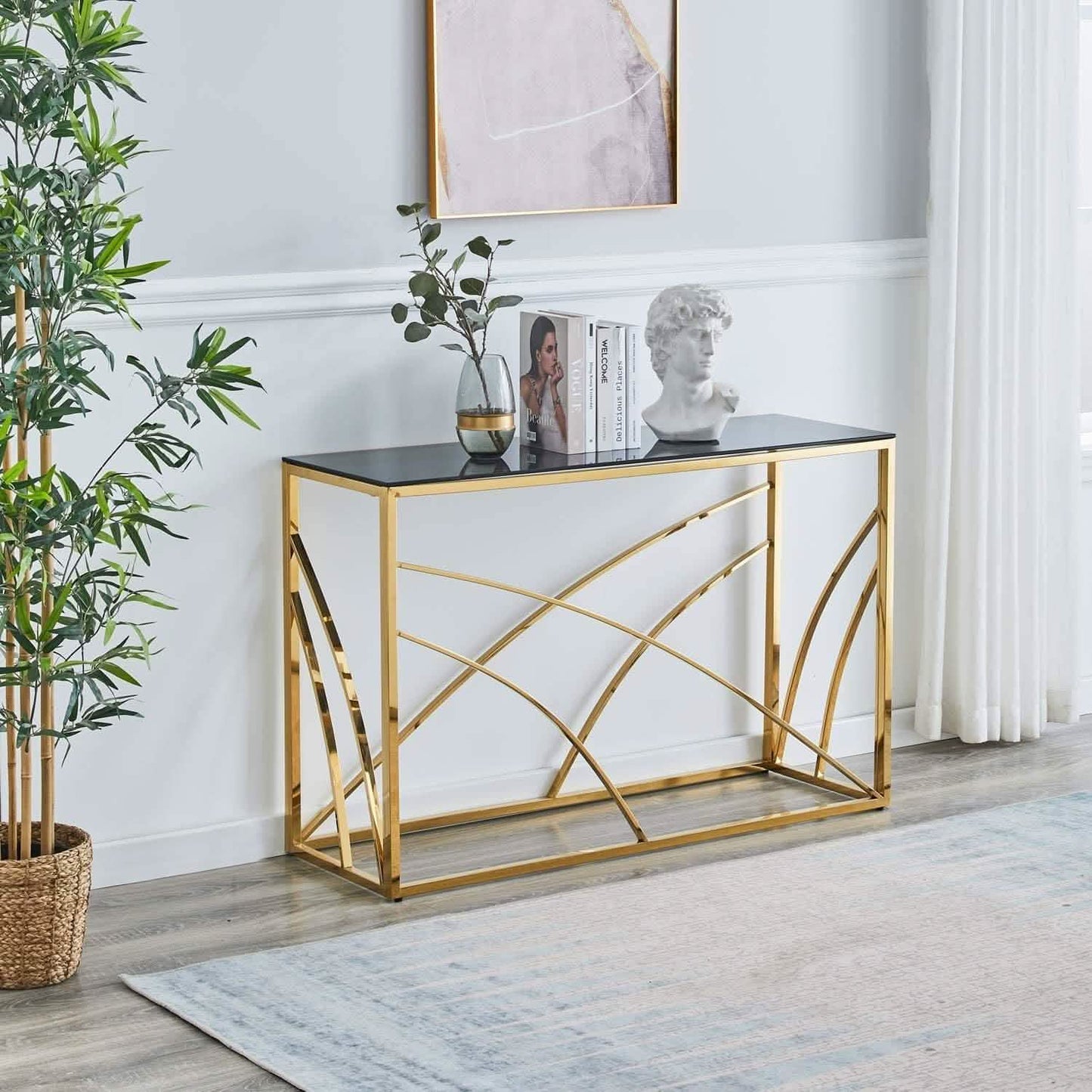 تسوق الأن من هومكس  كونسول معدن بسطح زجاج 110*35*85 سم - STA94 بأفضل سعر وأفضل جودة 