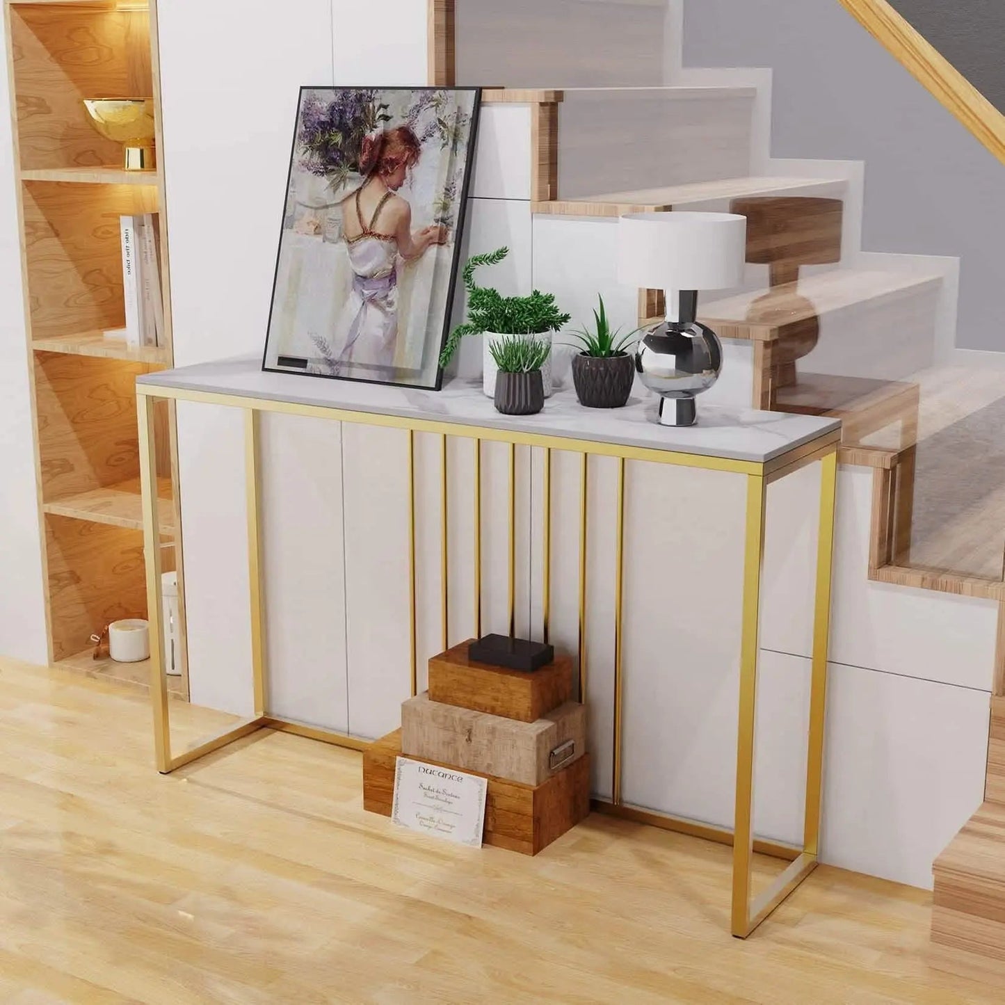 تسوق الأن من هومكس  كونسول معدن بسطح رخام 110*35*90 سم - STA91 بأفضل سعر وأفضل جودة 