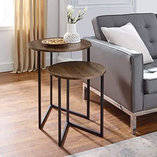 تسوق الأن من هومكس  ترابيزة جانبية متداخلة معدن بسطح خشب - STA65 بأفضل سعر وأفضل جودة 