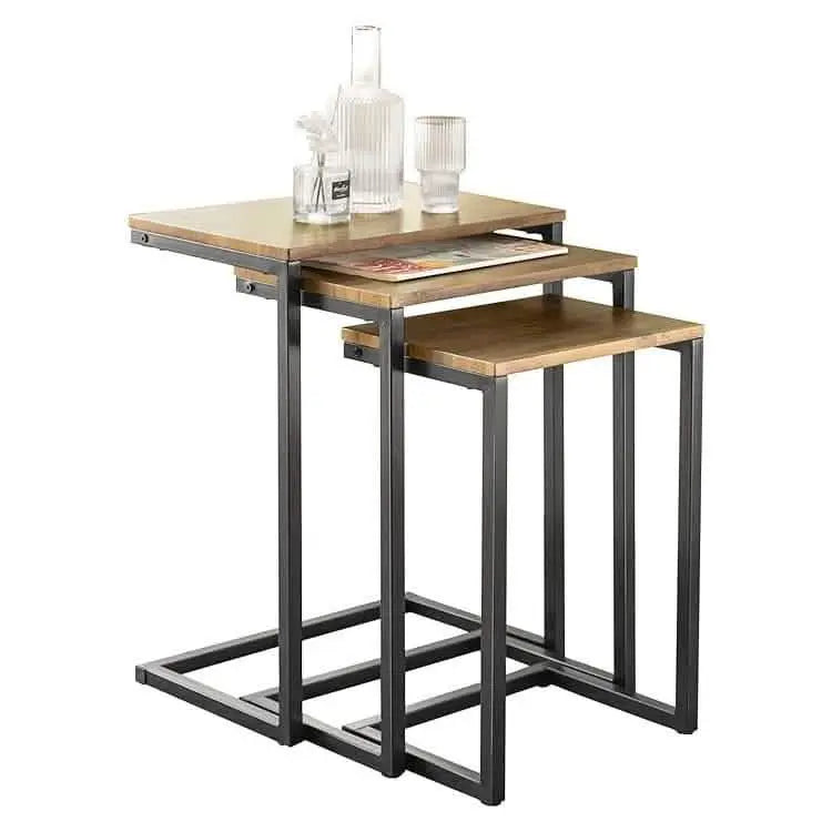 ترابيزات جانبية متداخلة معدن بسطح خشب - STA83 - Homix